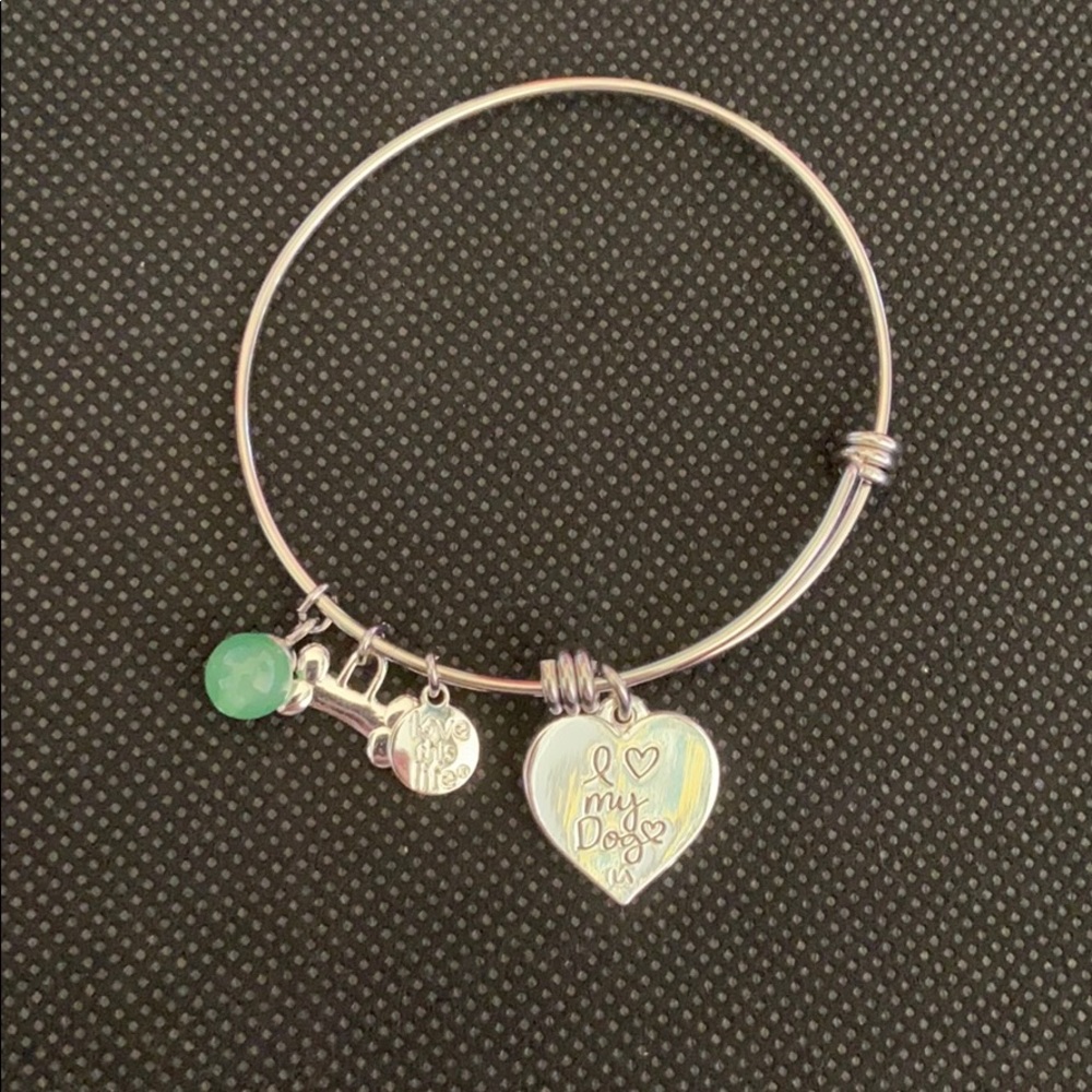 Love my dog silver bracelet